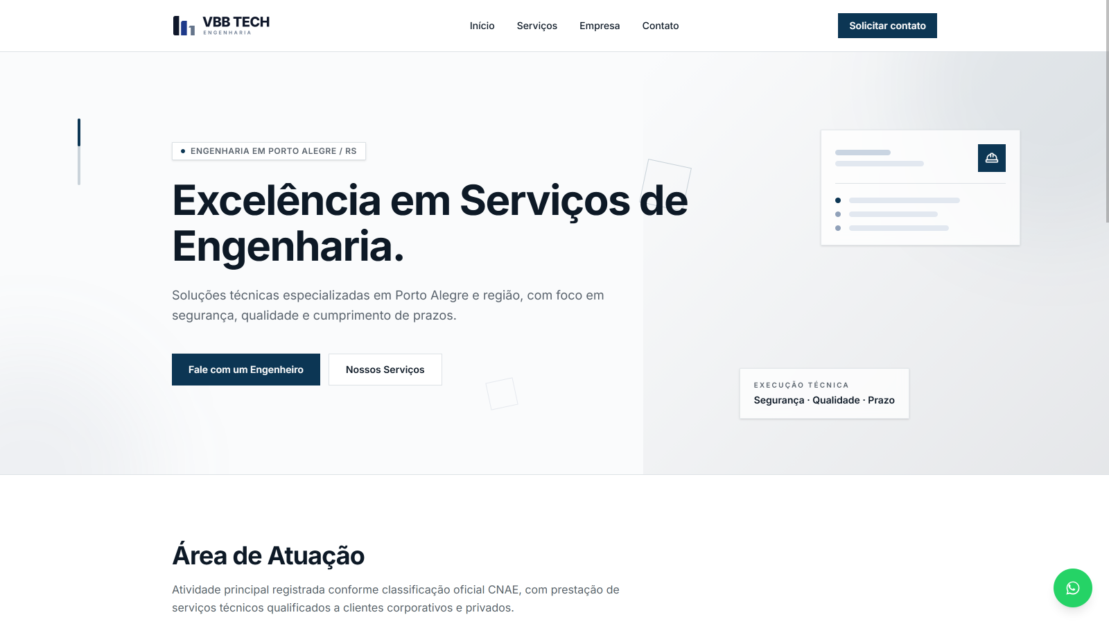 Captura do site institucional VBB Tech desenvolvido pela Luçolli Sistemas